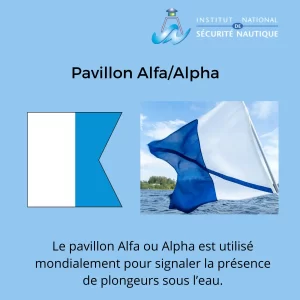 Illustration du pavillon alpha pour la plongée en bateau