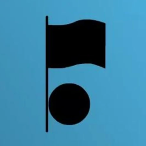 Une boule au-dessus ou en dessous d'un drapeau carré